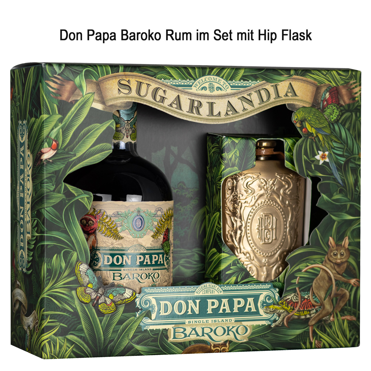 Don Papa Baroko Rum mit Hip Flask