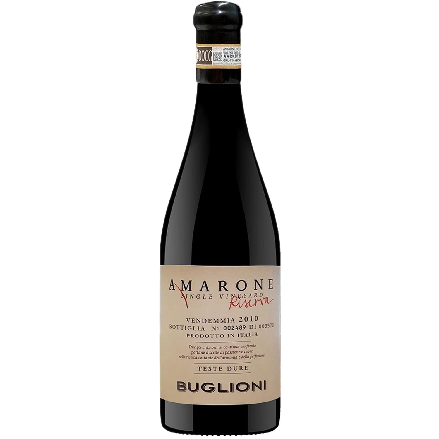 Italienischer Rotwein Buglioni Amarone Single Vineyard Riserva 2010 Italienischer Rotwein Buglioni Amarone Single Vineyard Riserva 2010