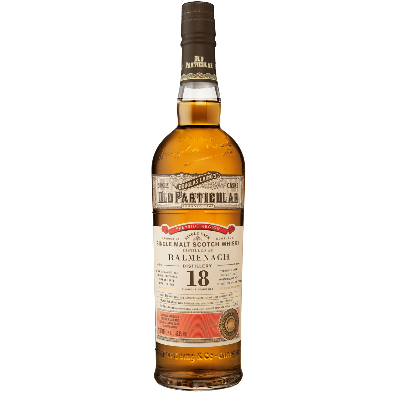 Single Malt Scotch Whisky Balmenach 18 YO Old Particular Single Malt Scotch Whisky Balmenach 18 YO Old Particular