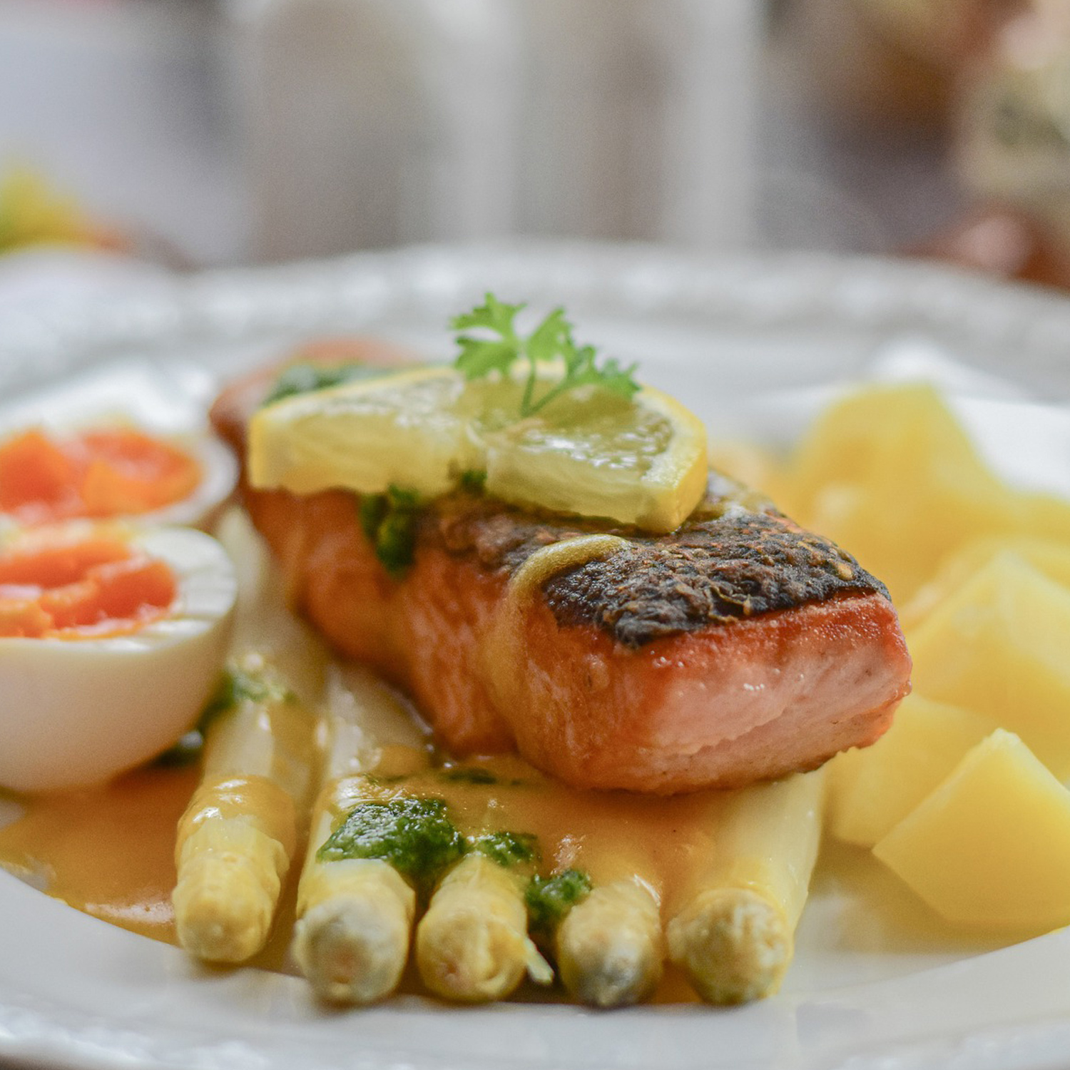 Lachs mit Spargel zum Essen Lachs mit Spargel zum Essen
