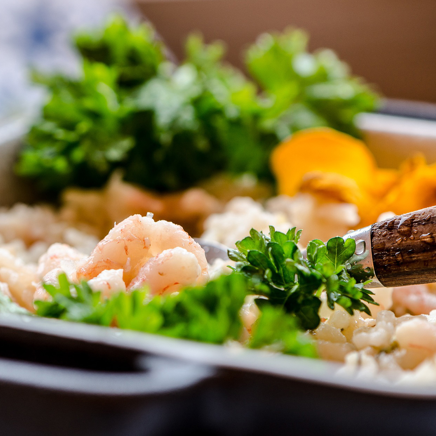 Risotto mit Shrimps zum Essen
