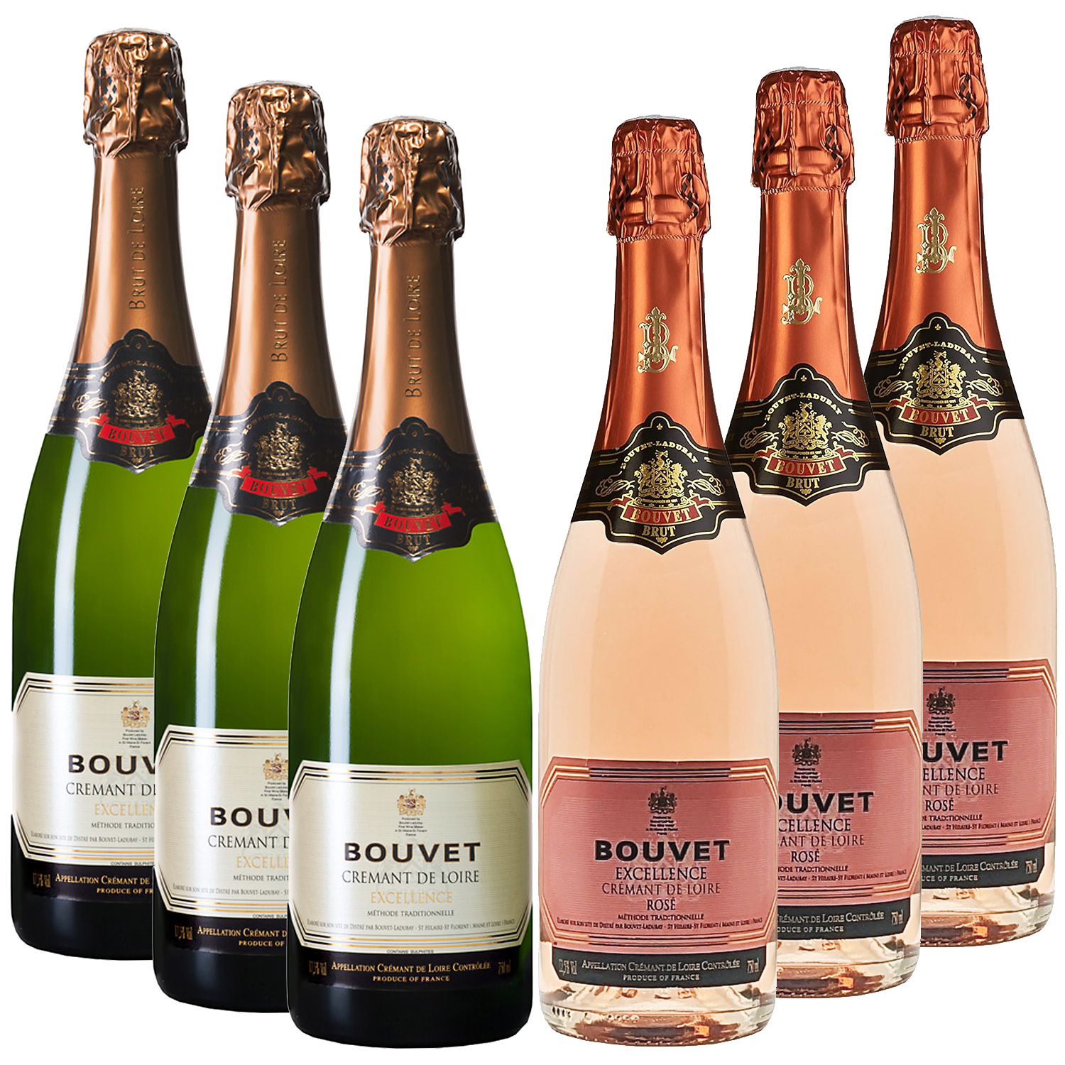 6er Paket Bouvet Crémant Excellence Brut AOP. 3x Blanc & 3x Rosé