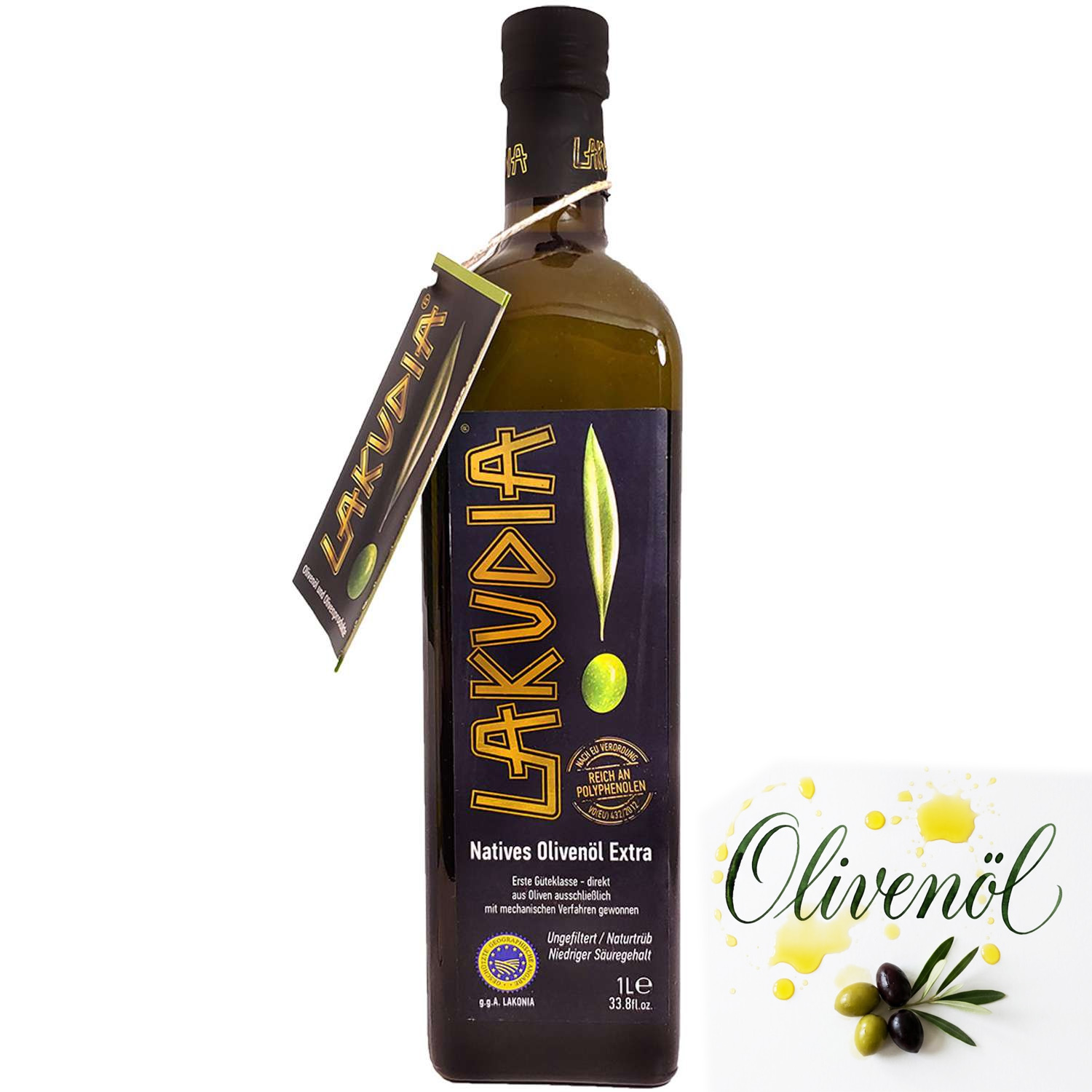 Olivenöl Lakudia Nativ Extra mit Ölspender 1 Liter
