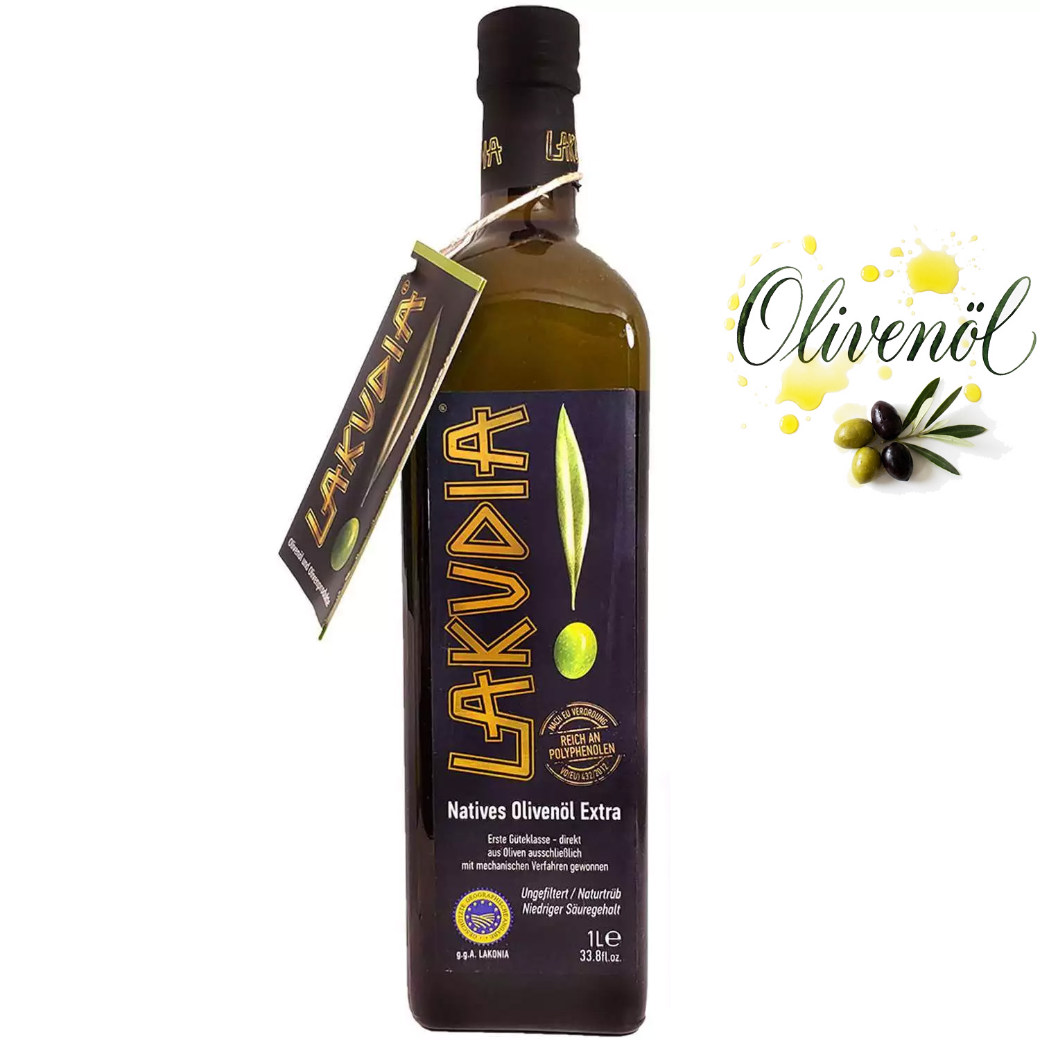 Olivenöl Lakudia Nativ Extra mit Ölspender 1 Liter