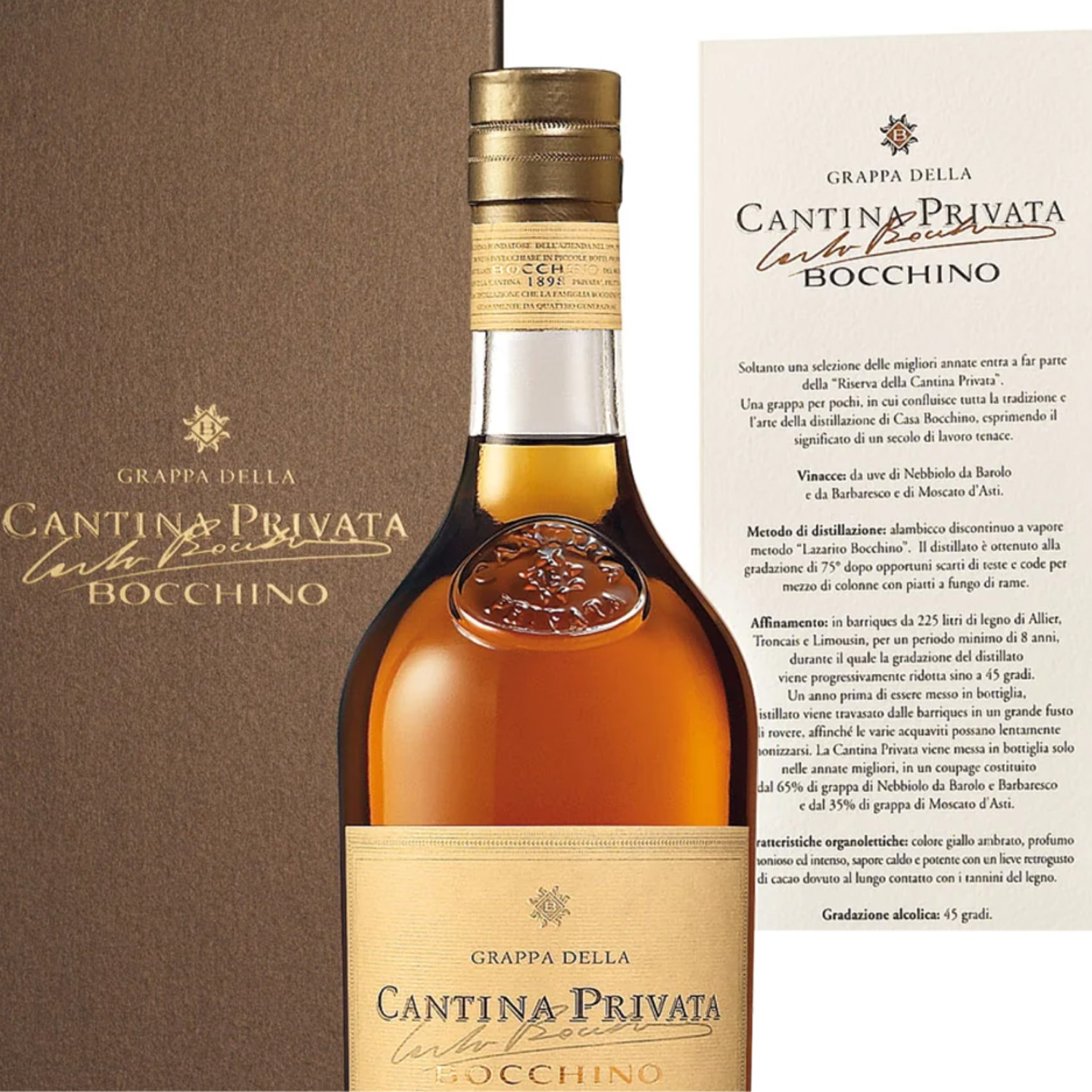 Bocchino Grappa della Cantina Privata Colletione "Selezione d´annata ´12,´18,´21" in 6er Holzkiste