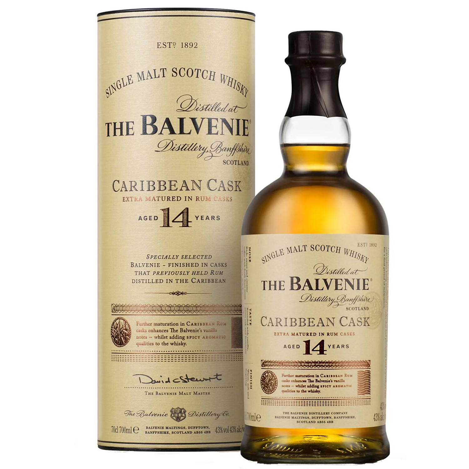 Schottischer Whisky Single Malt Scotch Whisky The Balvenie Caribbean Cask 14 years old